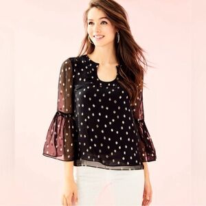 NWT Lilly Pulitzer Amory Onyx Chiffon Top